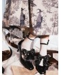 Black Gothic Rose Thorn Buckle Shoes with Detachable Bow