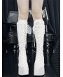 White Lace Gothic Platform Lace-Up Knee High Boots