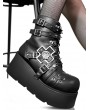 Black Gothic Punk Cross Rivet Platform Ankle Boots