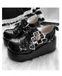 Black Gothic Patent Punk Heart Buckle Platform Shoes