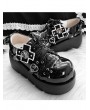 Black Gothic Patent Punk Heart Buckle Platform Shoes