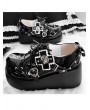 Black Gothic Patent Punk Heart Buckle Platform Shoes