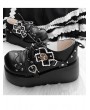 Black Gothic Matte Punk Heart Buckle Platform Shoes