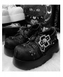Black Gothic Denim Punk Heart Buckle Platform Shoes