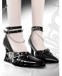 Black Gothic Punk Butterfly Buckled High Heel Shoes