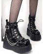 Black Gothic Punk Rivet Platform Boots with Detachable Chain