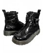 Black Gothic Bow Strap Lace-Up Combat Boots