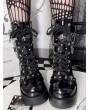 Black Gothic Metal Chain Lace-Up Platform Wedge Boots