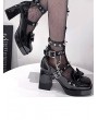 Black Patent Leather Punk Gothic High Heel Shoes