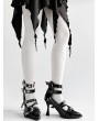 Black Gothic Ankle Strap Stiletto Pointed High Heels
