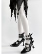 Black Gothic Ankle Strap Stiletto Pointed High Heels