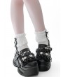 Black Gothic Pleated Lace Trim Strappy Platform Shoes