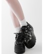Black Gothic Cross Decor Lace-Up High Platform Shoes