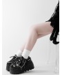 Black Gothic Cross Decor Lace-Up High Platform Shoes