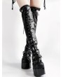 Black Gothic Punk Platform Over-the-Knee High Heeled Boots