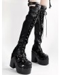 Black Gothic Punk Platform Over-the-Knee High Heeled Boots