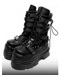 Black Gothic Cyberpunk Ridged Sole Lace-Up Combat Boots