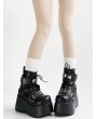 Black Matte Gothic Punk Rock Platform Studded Ankle Boots