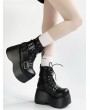 Black Matte Gothic Punk Rock Platform Studded Ankle Boots