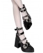 Black Gothic Pointed Chunky Platform High Heeled Shoes