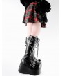 Black Punk Gothic Metallic Platform Side Zipper Boots