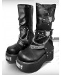 Black Punk Gothic Heart Decor Metallic Platform Boots