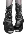 Black Punk Gothic Heart Decor Metallic Platform Boots