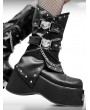 Black Punk Gothic Heart Decor Metallic Platform Boots