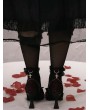 Red and Black Lace Gothic Pointed Ankle Strap Heeled Shoes
