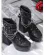 Black Gothic Lace Spliced Platform Block High Heeled Shoes
