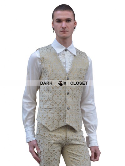 Pentagramme Yellow Pattern Mens Gothic Vest