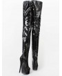 Black Patent Leather Gothic High Heel Over-the-Knee Boots