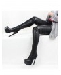 Black Matte Leather Gothic High Heel Over-the-Knee Boots