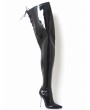 Black Gothic Patent Leather Side Zipper Thigh High Boots