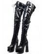 Black Gothic Punk Platform Lace-Up Over The Knee Boots