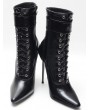 Black Gothic Pointed Toe Lace-Up High Heel Ankle Boots
