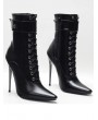 Black Gothic Pointed Toe Lace-Up High Heel Ankle Boots