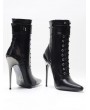 Black Gothic Pointed Toe Lace-Up High Heel Ankle Boots