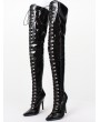 Black Gothic Punk Studded Thigh High Stiletto Boots