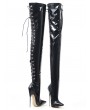 Black Patent Leather Sexy Gothic Over-the-Knee Boots
