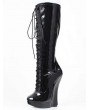Black Gothic Lace-Up High Platform Wedge Heel Boots