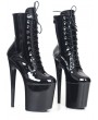 Black Gothic Patent Stiletto High Heel Platform Boots