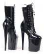Black Gothic Patent Stiletto High Heel Platform Boots