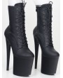 Black Gothic Matte Stiletto High Heel Platform Boots