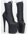 Black Gothic Matte Stiletto High Heel Platform Boots