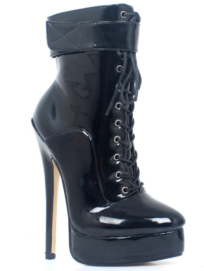 Black Gothic Platform Lace Up Stiletto High Heeled Boots