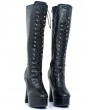 Black Gothic Chunky Heel Platform Knee High Boots
