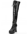 Black Chunky High Heel Platform Gothic Lace Up Boots