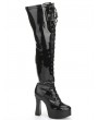 Black Chunky High Heel Platform Gothic Lace Up Boots