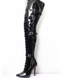 Black Gothic Pointy Stiletto Punk Patent Thigh High Boots